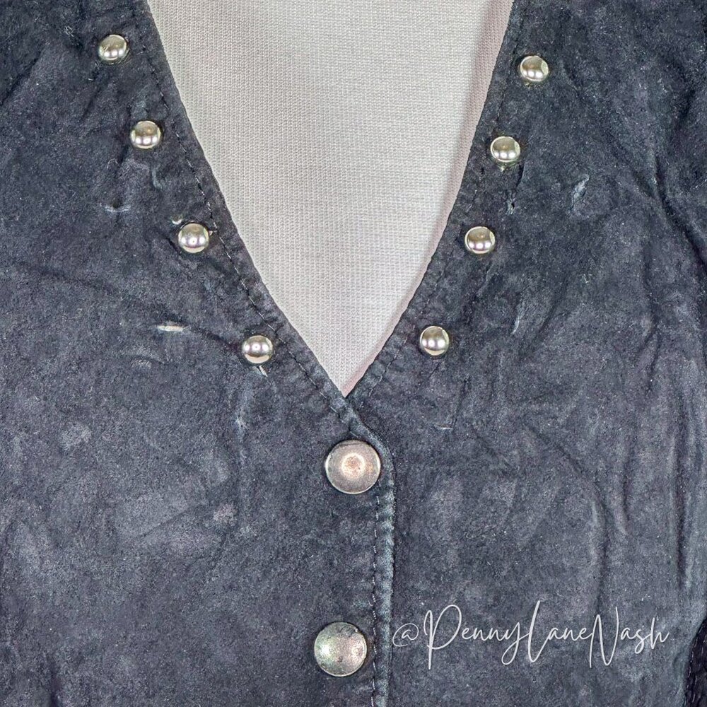 Vintage West Wind Fringe Studded Cropped Vest Black - Picture 7 of 7